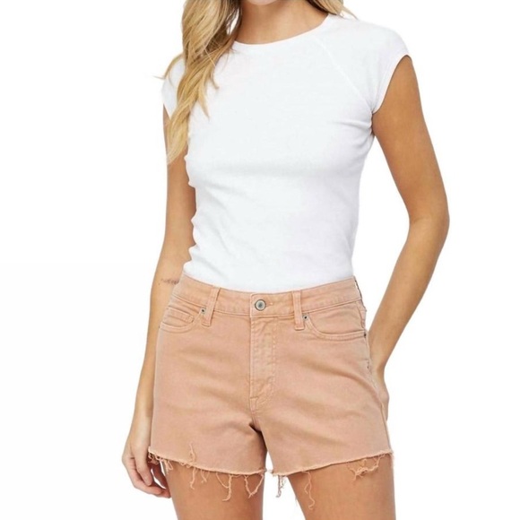 Mica Denim Beige High Rise Cutoff Shorts Women’s Size Small - Picture 1 of 9